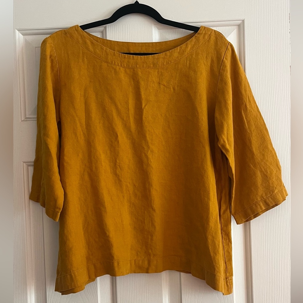 Not Perfect Linen / Mustard Golden Yellow Top